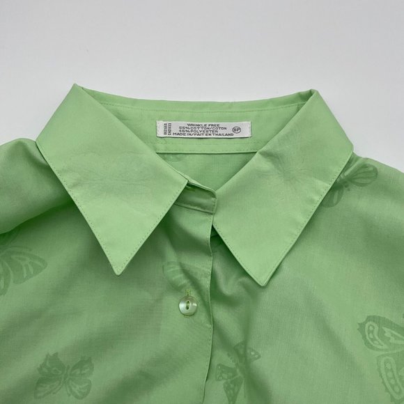 Foxcroft Women's Wrinkle Free Long Sleeve Butterfly Button Shirt 8P Mint Green - Picture 7 of 10